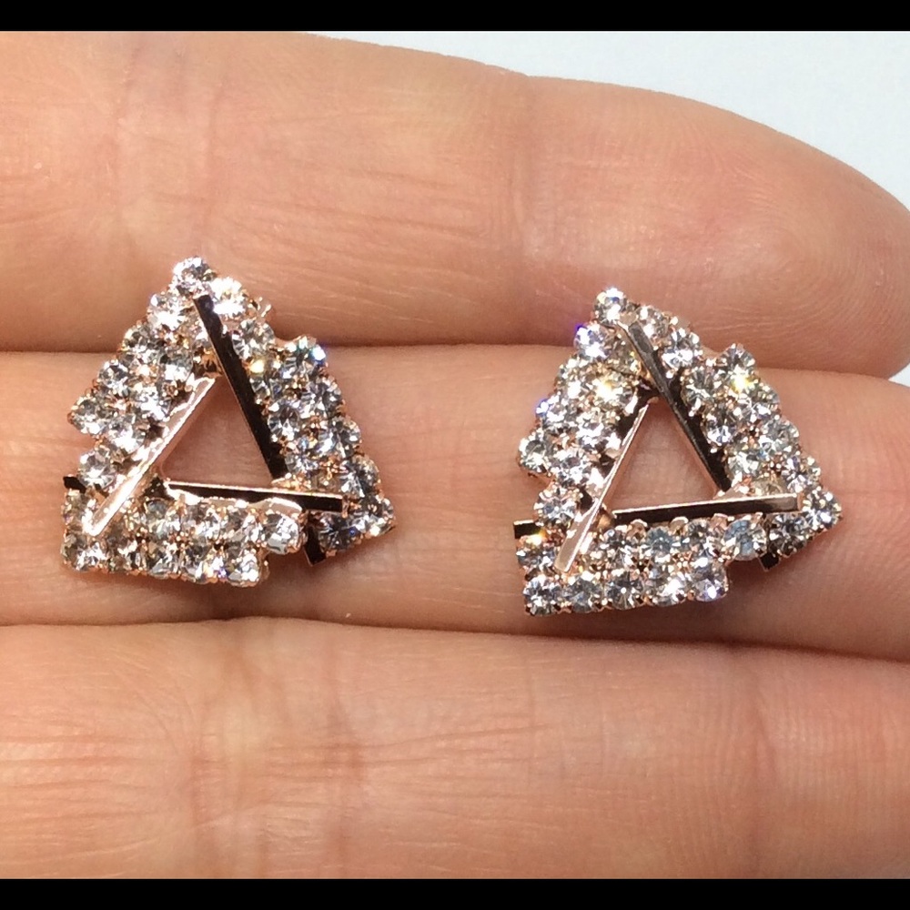 Silver Filled Rose Gold & Sapphire Stud Earrings